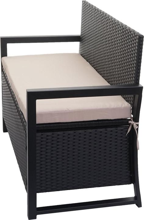 Image du produit Mendler Poly-Rattan Banc 2 places HWC-F39, Banc de jardin coffre, rangement Coussin d'assise - anthrazi
