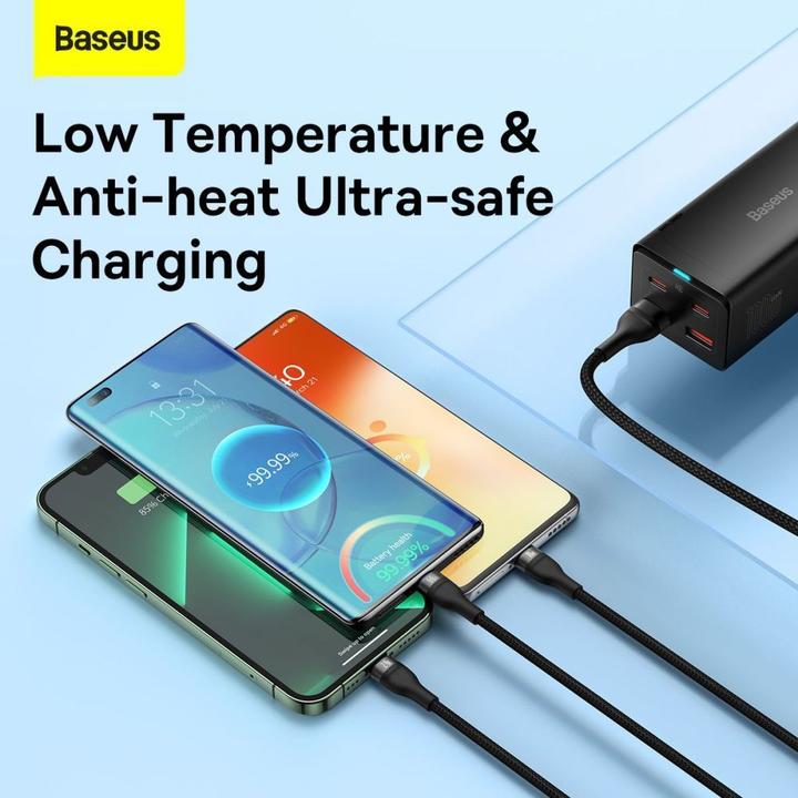 Actual product image Baseus Flash Series Ⅱ One-for-three Fast Charging Data Cable USB to M+L+C 66W 1.2m Black (1.20 m, USB 2.0, 66 W)