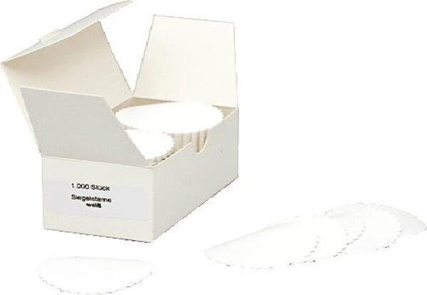 Produktbild csk kontorbedarf Siegelsterne weiss 50mm gummiert gewellter Rand