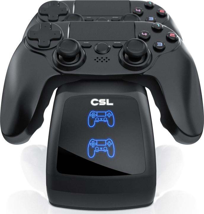 Immagine prodotto CSL Stazione di ricarica per 2x gamepad PS4, caricatore doppio, caricatore per controller wireless (PS4)