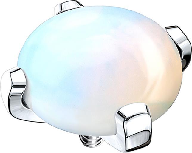 Star Piercing Dermal Anchor Kuppel mit Opalite Stein (ohne Messing, Chirurgenstahl 316L, Mineralisch)