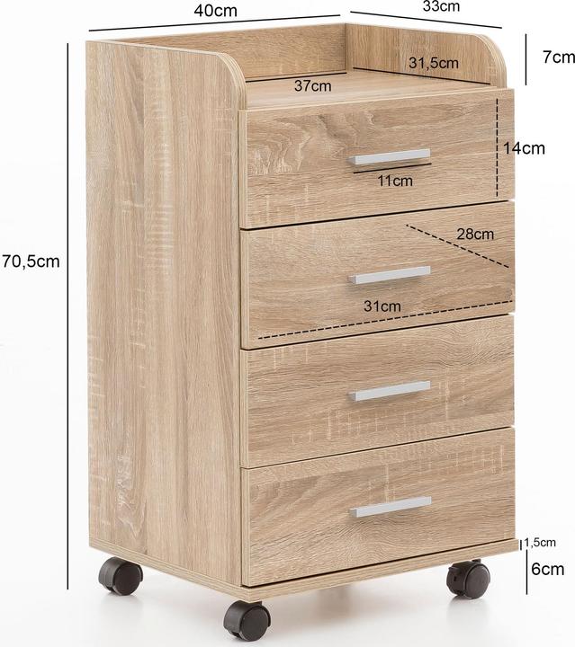 Image du produit FineBuy Conteneur roulant (33 x 40 x 71 cm)
