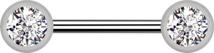 Produktbild Star Piercing Barbell Innengewinde silber mit zwei Kugel front Kristall silber (ohne Messing, Titan G23)