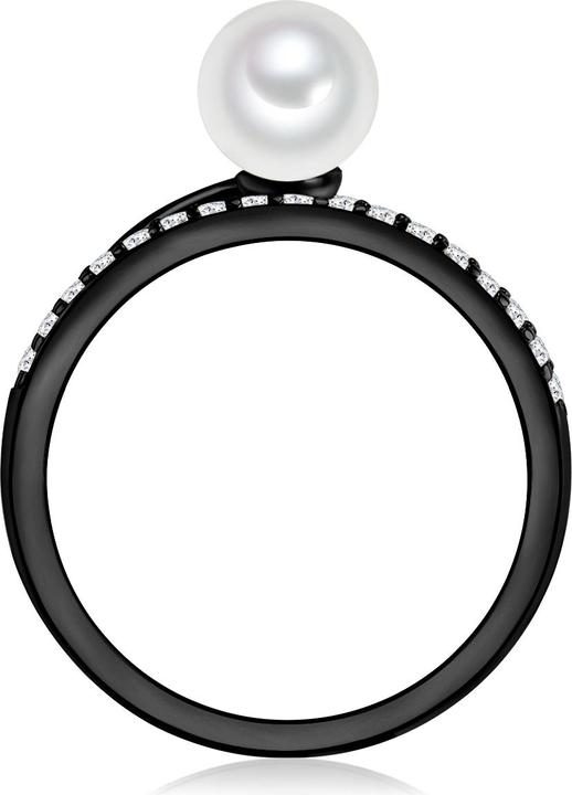 Immagine prodotto Valero Pearls Donna Argento 925 Cubic Zirconia Perla d'acqua dolce coltivata nera - 32354 (60, 925 Argento)