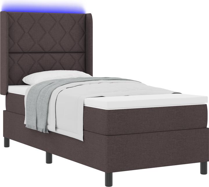 Actual product image VidaXL LED box spring bed with mattress dark brown 100x200 cm fabric (100 x 200 cm)