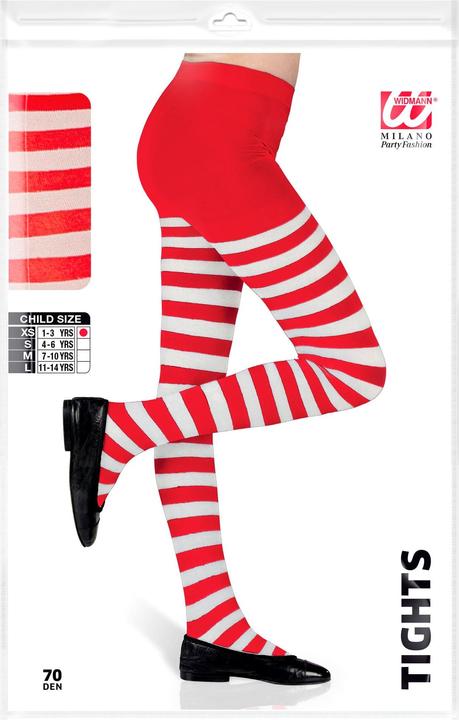 Energie-Label Widmann STRUMPFHOSE WEIss/ROT GESTREIFT 70 DEN, 11-14 years