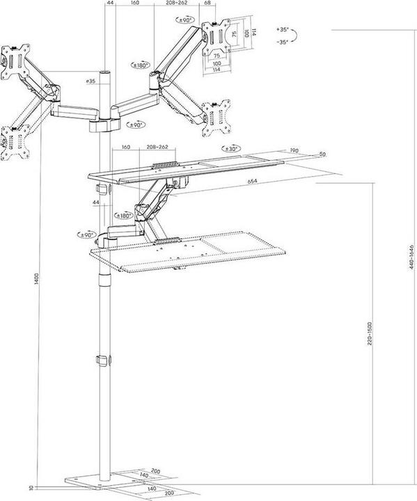 Produktbild myWall My Wall Mobiler Sitz-/Steh-PC-Arbeitsplatz (31.89")