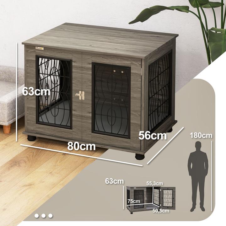Image du produit PawHut Hundekäfig Spanplatte, Stahl Grau (Chenil pour chiens)