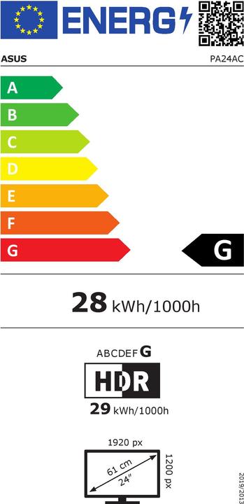 Etichetta energetica ASUS ProArt PA24AC (1920 x 1200 pixel, 24")
