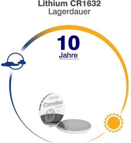 Produktbild Camelion Lithium-Knopfzelle (5 Stk., CR1632, 120 mAh)