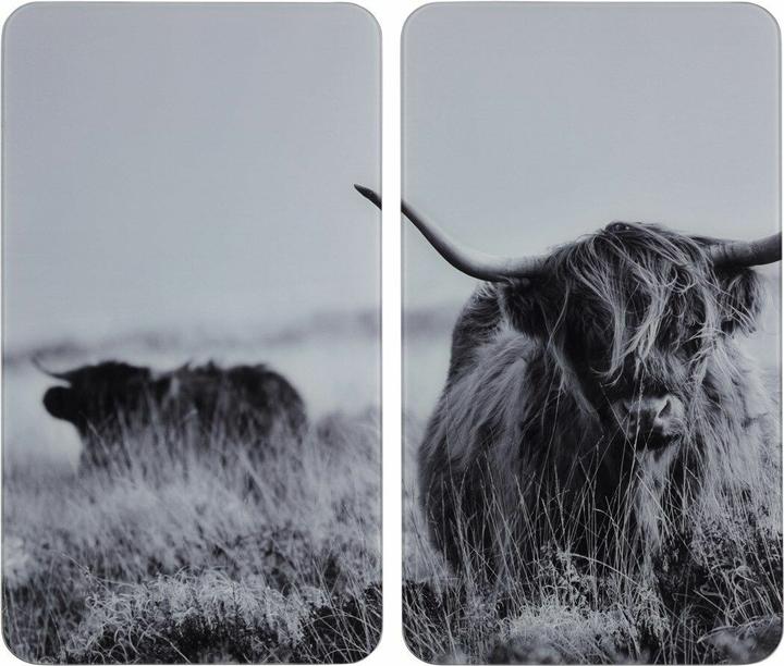 Productafbeelding Wenko Afdekplaten fornuis Highland Cattle zwart 2 stuks.