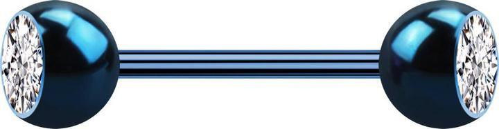 Produktbild Star Piercing Micro Barbell dunkelblau mit zwei Kugeln Kristall silber (ohne Messing, Chirurgenstahl 316L)