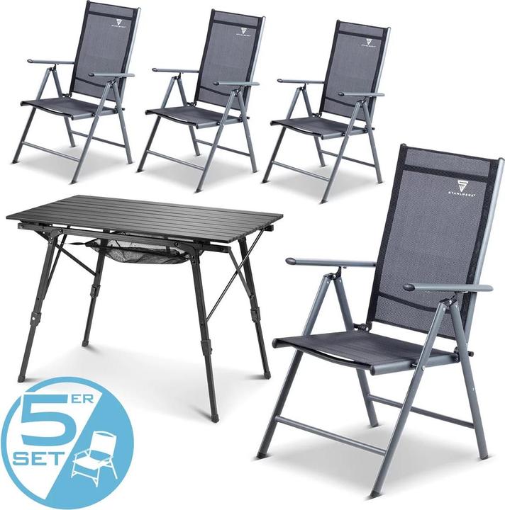 Actual product image Stahlwerk Camping chair CS-103 ST set of 4 with camping table CT-30 ST table set