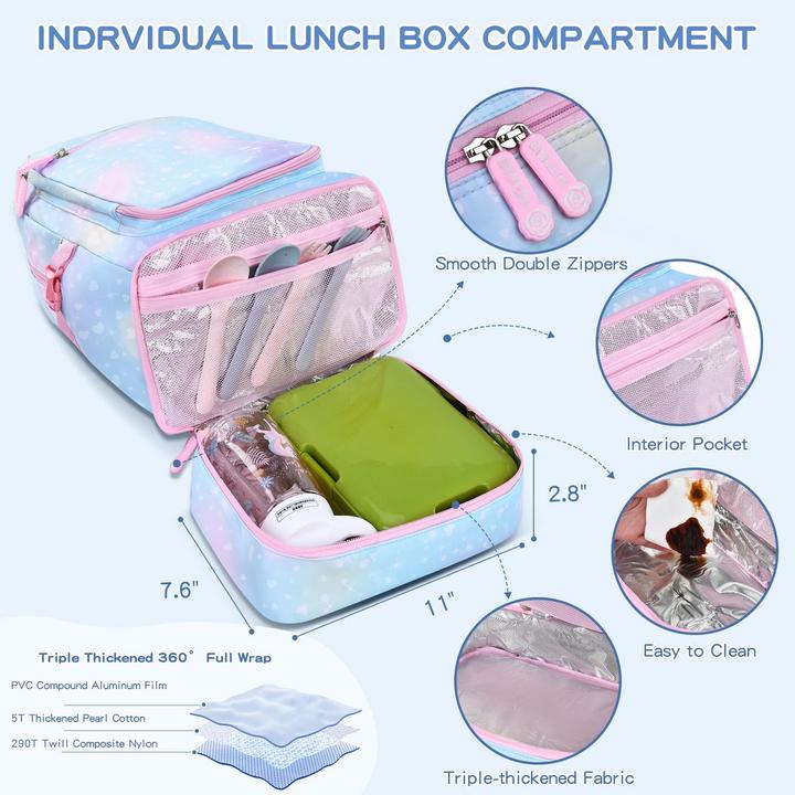 Image du produit Only-Bags.Store Sac à dos 2 en 1 & sac à pain isotherme, sac à dos scolaire pour les élèves du primaire