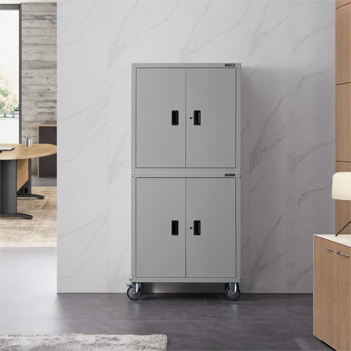 Produktbild Arebos Aktenschrank Grau x2 - Mit Rollen (+ 2 Einlegeböden)
