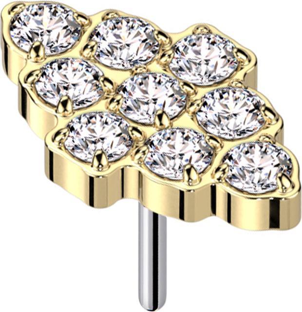 Star Piercing Threadless Diamant vergoldet Kristalle silber (ohne Messing, Titan G23)