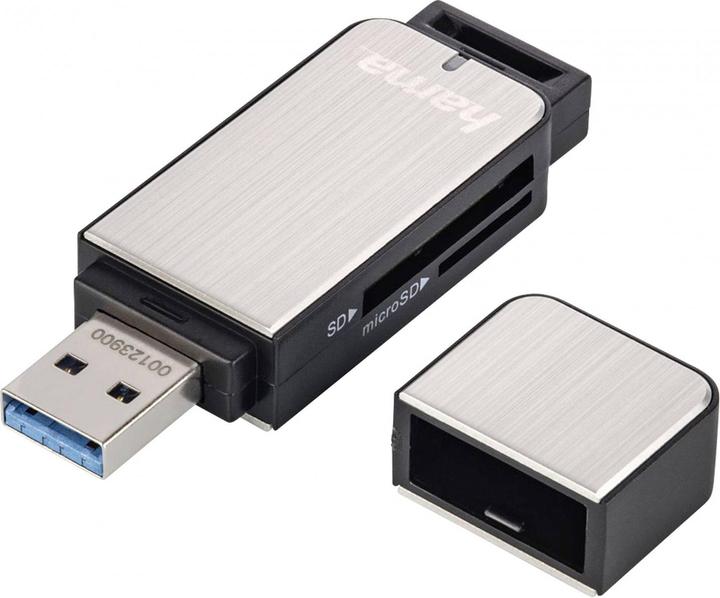 Actual product image Hama USB 3.0 SD/microSD card reader, silver (USB 3.0)