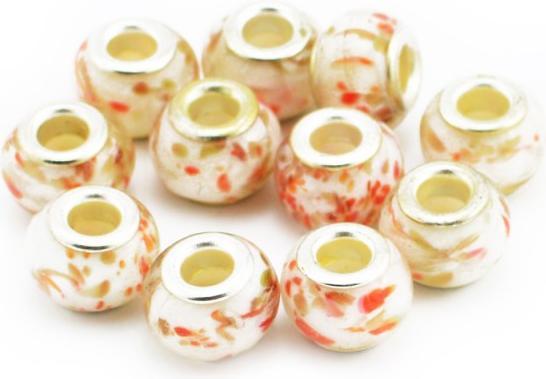 Hermex Glas Bead Perle versilbert 925 - Silbrig Weiss (Metalllegierung, Glas)