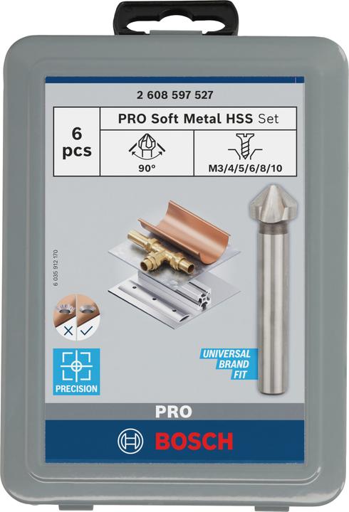 Produktbild Bosch Professional Zubehör PRO Soft Metal HSS Kegelsenker-Set, 6-tlg. (6.3 mm, 8.3 mm, 10.4 mm, 12.4 mm, 16.5 mm, 20.5 mm)