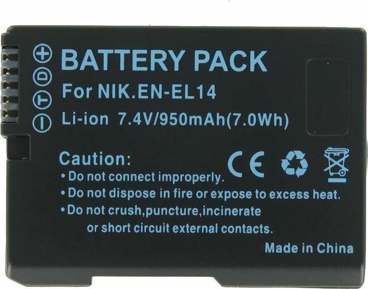 Image du produit AccuCell Batterie Nikon EN-EL14 CoolPix D3100, D3200, D5100, P7000, P7100 (Batterie de l'appareil photo)