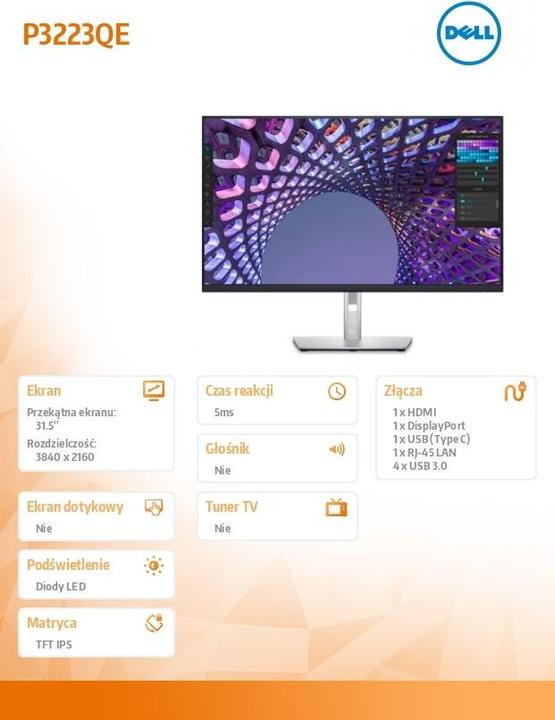 Produktbild Dell P3223QE (3840 x 2160 Pixel, 31.50")