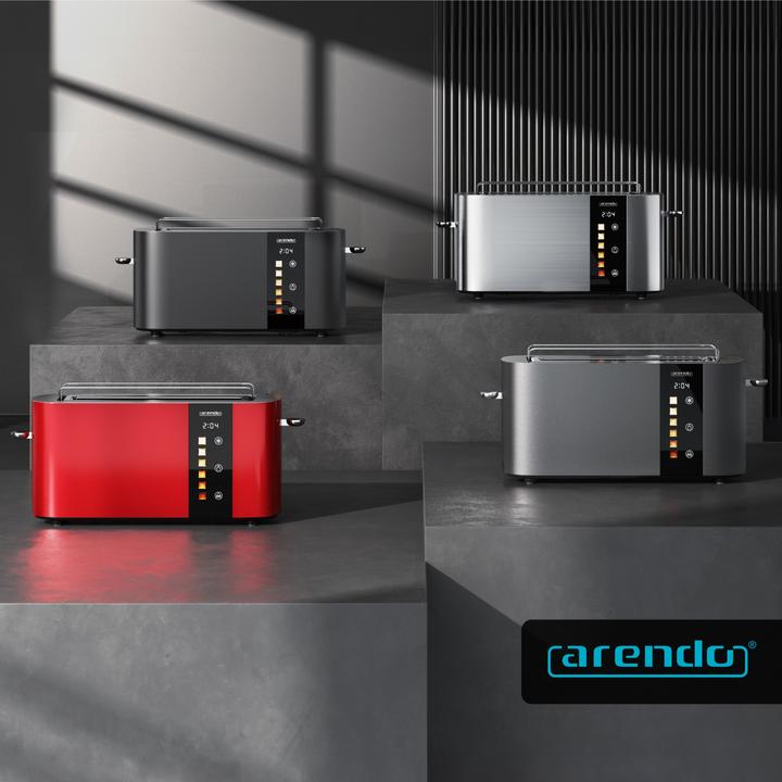 Actual product image Arendo Toaster Edelstahl 2 Scheiben Langschlitz, Touch Display, Restzeit & Bräunungsgradanzeige, 1000 W (EU plug)