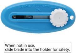 Image du produit NT Cutter Couteau rotatif, boîtier en plastique, coupe ondulée bleue, avec vis de sécurité, coupe-rouleau (Cutters)