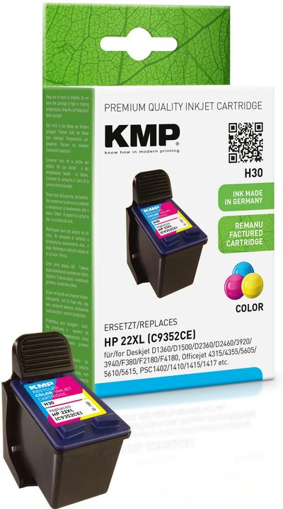 Actual product image KMP Tinte replaces HP22XL (C9352CE) (M, C, Y)