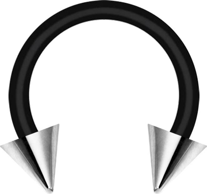 Actual product image Star Piercing Micro Circular Barbell black with two cones silver (Bioflex, Surgical steel 316L, without brass)
