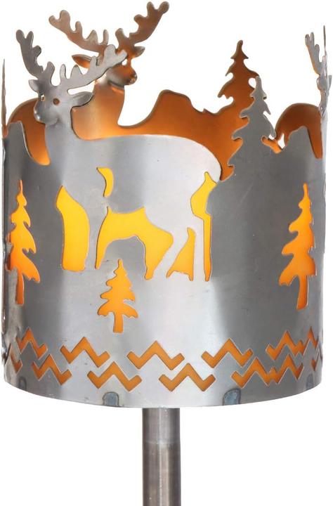 Image du produit Novaliv Gartenfackel Hirsch Feuerschale Metall mit Stiel Brennmittel Solarlampe LED