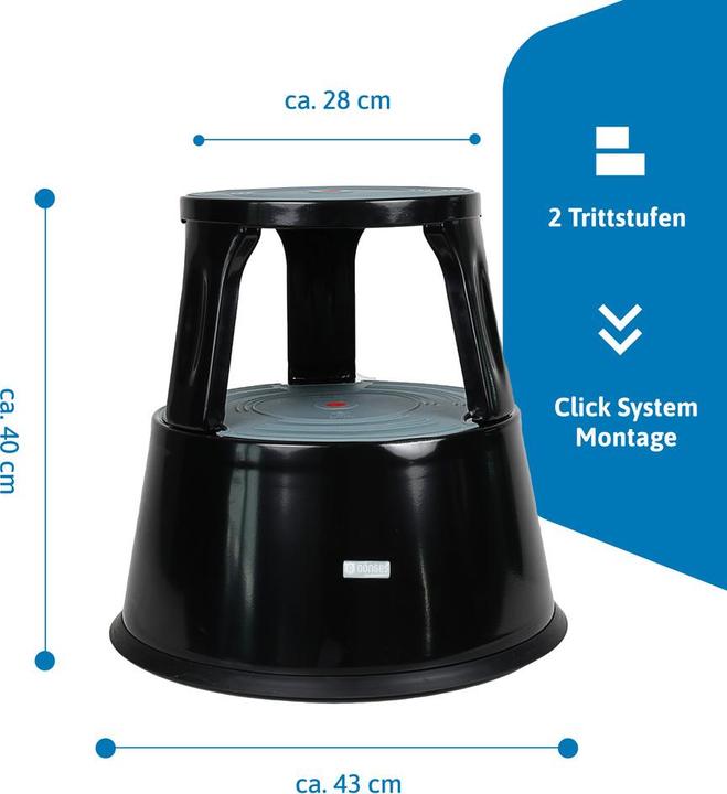 Produktbild Dönges Rollhocker, Metall, schwarz