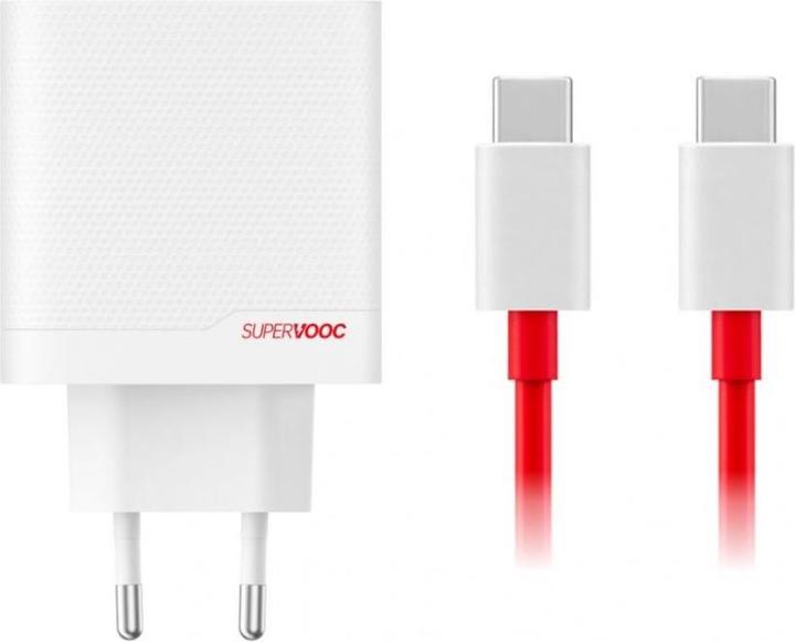 Produktbild - OnePlus SUPERVOOC 80W GaN Dual USB-A + USB-C Travel Charger + USB-C/USB-C Cable White (80 W)