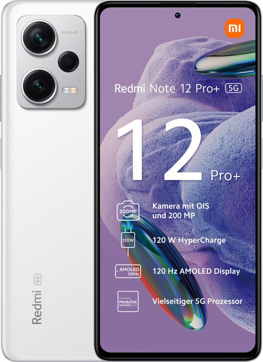 Productafbeelding Xiaomi Redmi Note 12 Pro+ (256 GB, Polair Wit, 6.67", Dubbele SIM, 200 Mpx, 5G)