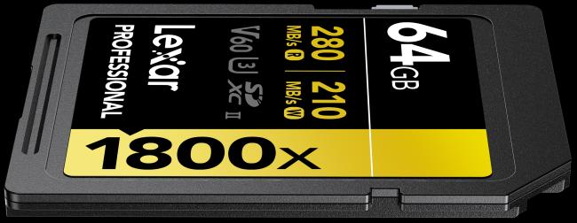 Immagine prodotto Lexar SDXC 1800x professionale R:270MB/s W:180MB/s C10 (64 GB, SDXC, U3, UHS-II)