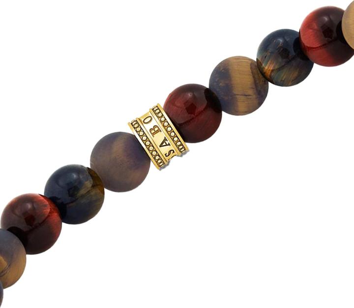 Immagine prodotto Thomas Sabo Bracciale con perle occhio di tigre placcato oro (19 cm, Argento 925, Doratura in oro giallo 750)