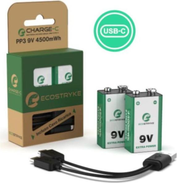 Produktbild Ecostryke BATTERIE ECO-FRIENDLY RICARICABILI PP3 9V 2pz (ESRB5-02-02R)