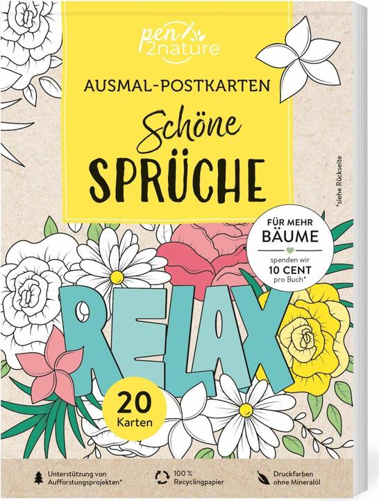 Produktbild Ausmal-Postkarten Schöne Sprüche | 20 Karten