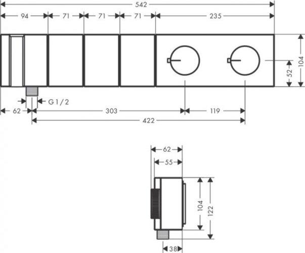 Actual product image Axor Edge thermostat module Select 540/100 flush-mounted for 3 consumers