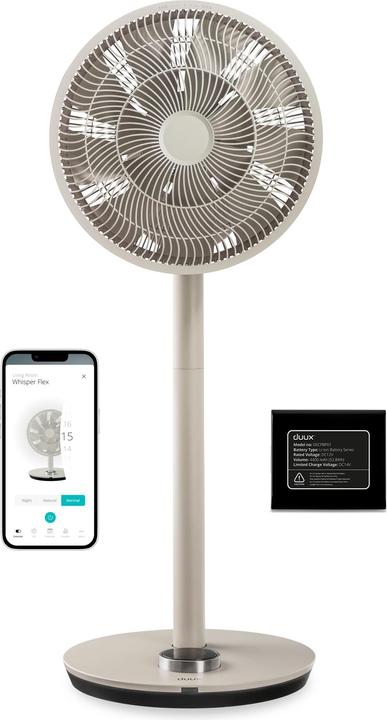 Actual product image Duux Fan with Battery Pack | Whisper Flex Smart | Stand Fan | Greige | Diameter 34 cm | Number of speeds (55 dB)