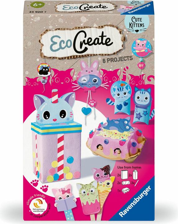 Ravensburger EcoCreate 23920 - Mignons chatons - Kit de bricolage pour les enfants de 6 ans et plus