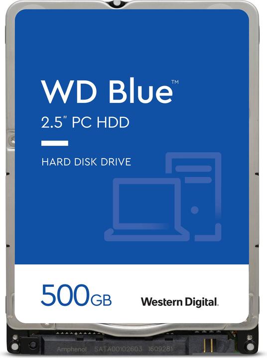 WD Blue Mobile 500GB HDD 5400rpm SATA serial ATA 6Gb/s 128MB cache 6,4cm 2.5" RoHS compliant intern (0.50 TB, 2.5", SMR)