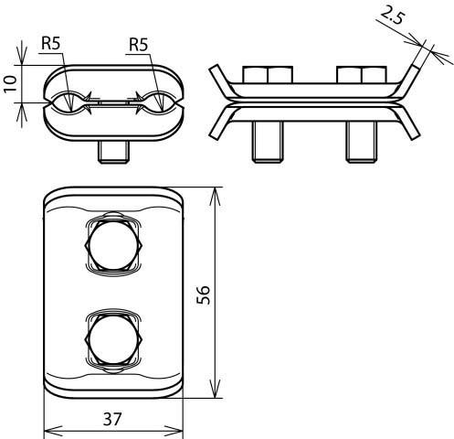 Produktbild Dehn + Söhne Parallelverbinder, DIN EN 62561-1, für gleiche Ø, 7-10 mm