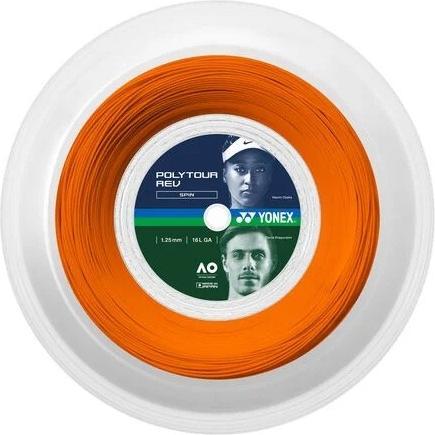 Actual product image Yonex TPTR125-2YX Poly Tour Rev 125 roll 200m bright orange, 1.25mm