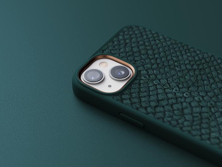 Actual product image Njord Hard Cover Salm.Leather Magsafe Case green (Apple iPhone 14 Plus)