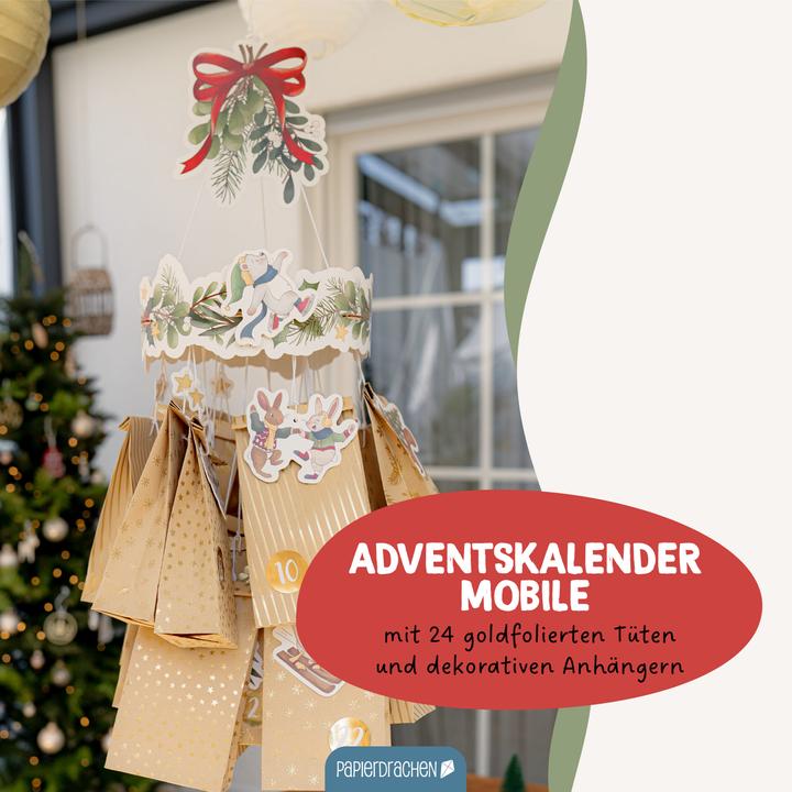 Produktbild Papierdrachen Mobile Adventskalender – Wintertiere