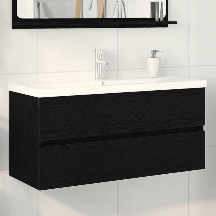 Image du produit VidaXL Meuble vasque avec lavabo intégré Chêne noir en bois laqué