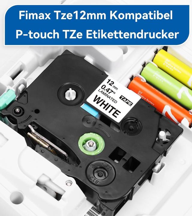 Produktbild Fimax Tech 5er-Pack Ersatzband (12mm) für Beschriftungsgerät (Weiss)