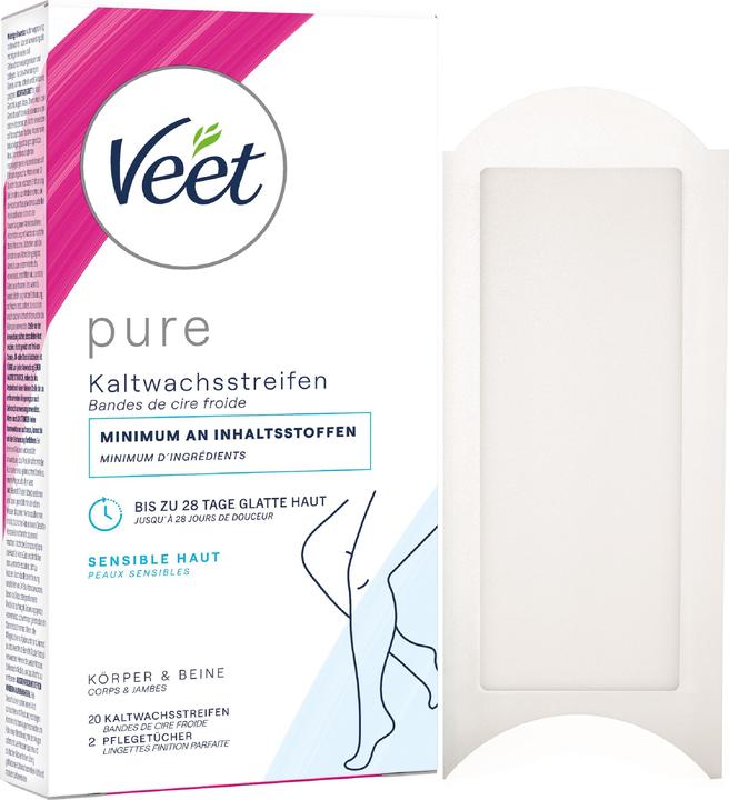 Actual product image Veet Cold wax strips sensitive skin Pure for legs & body (446.50 ml, 20 x, 45 g)