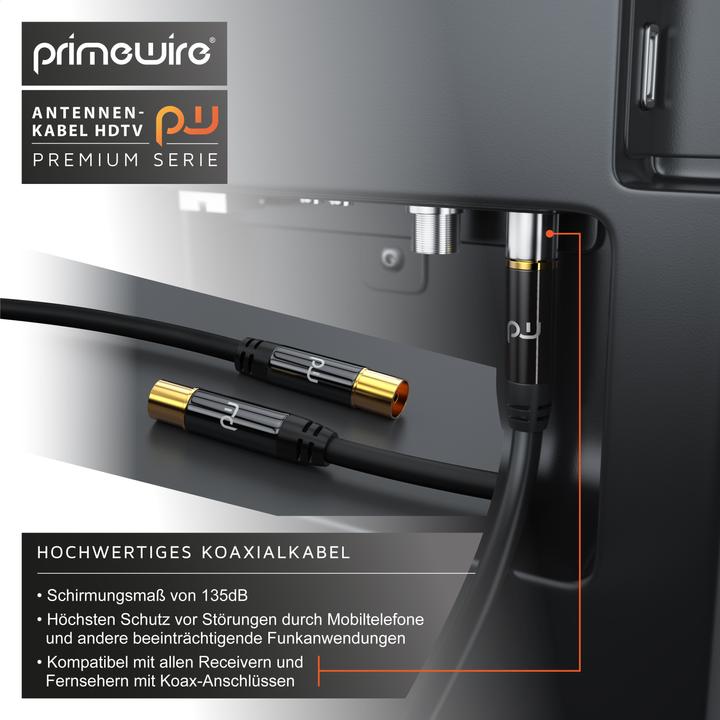 Immagine prodotto Primewire Cavo antenna HDTV | Cavo coassiale premium 135dB / 75 Ohm | FullHD / 4k Ultra HD | Cavo TV (85 dB, Cavi antenna)