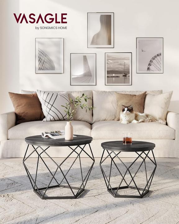 Produktbild Vasagle Runder Couchtisch 2er-Set mit abnehmbarer Platte, LCT041B22